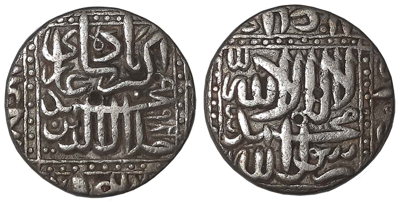 Akbar, Silver Rupee, 11.27g, “Kalima” type, Ahmedabad Mint, AH 986, Additional Persian let
