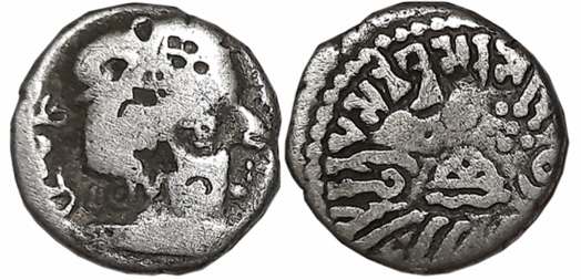 Visvasena, son of Bhartrdaman as Kshatrapa, Silver Drachma 1.94g, SE215, Obv: Bust of the 