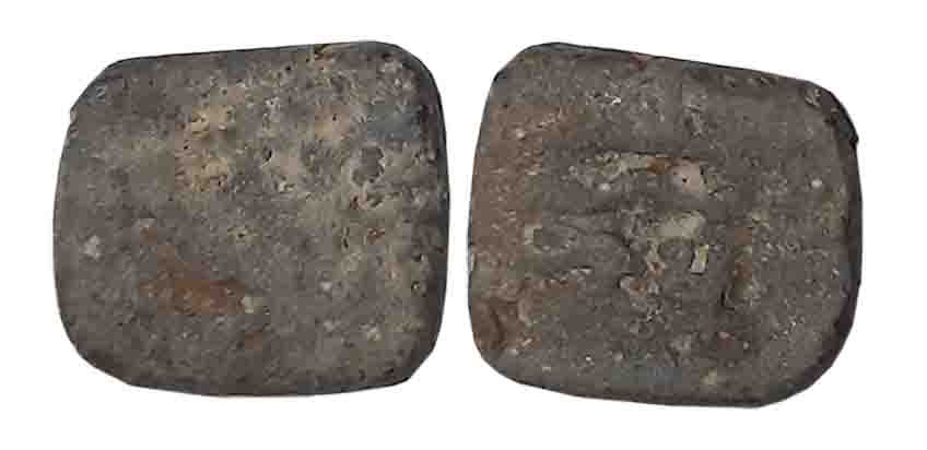 Simhasena as MahaKshatrapa, Lead 1/2 Unit, 1.64g, SE304, Obv: Humped Bull to right, Rev: T