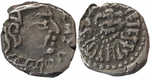 Guptas, Kumar Gupta I, Silver Drachma, 2.14g, “Garuda” type, Obv: Bust of King facing righ