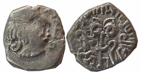 Guptas, Kumar Gupta I, Silver Drachma, 1.62g, “Garuda” type, Later issue, Obv: Bust of Kin