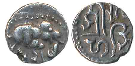 Medieval Gujarat, Solankis of Patan, Jayasimha Siddharaja, Silver Masha, 0.46g, Obv: Eleph