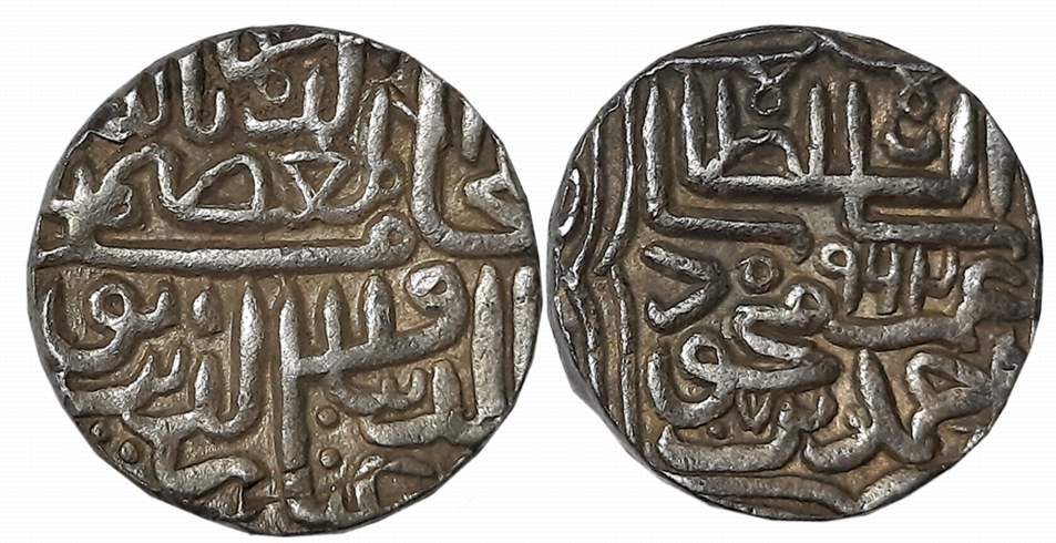 Ahmad Shah III, Silver Tanka, 10.88g (96 rati standard), AH 962 (G&G# G513). Very fine.