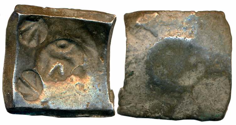 Punch Marked, Attributed to Shakya Janapada, Silver 5 Shana, 7.21g, Single bold punch in c
