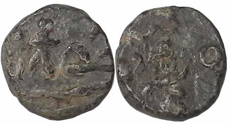 Senas of Eastern Malwa, Sujeshtasena?, Lead Unit, 2.00g, Obv: Three arched hill flanked by