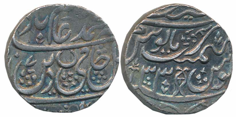 Asaf ud Daula, Silver Rupee, 11.03g, Najibabad Mint, in the name of Shah Alam II, AH 1207/