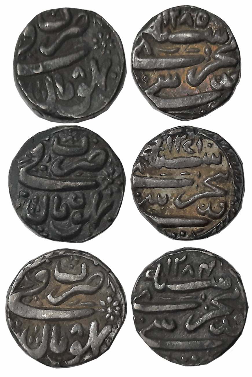 Silver Rupees (3), 10.93g, 10.79g, 10.70g, Bhopal Mint, Begum Sultan Shah Jahan, AH 1271/ 