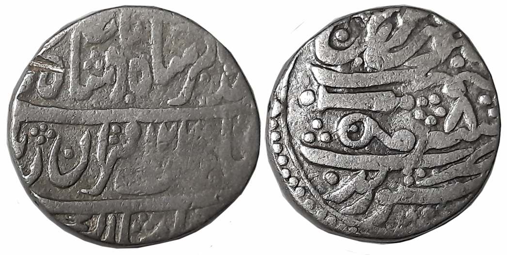 Daulat Rao, Silver Rupee, 10.80g, Broad flan, Sheopur Mint, AH 122(8)/ RY 8, in the name o