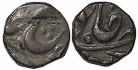 Madho Rao, Silver 1/8 Rupee, 1.31g, Dar ul Fatah Ujjain Mint (KM# 240). Very fine, very ra