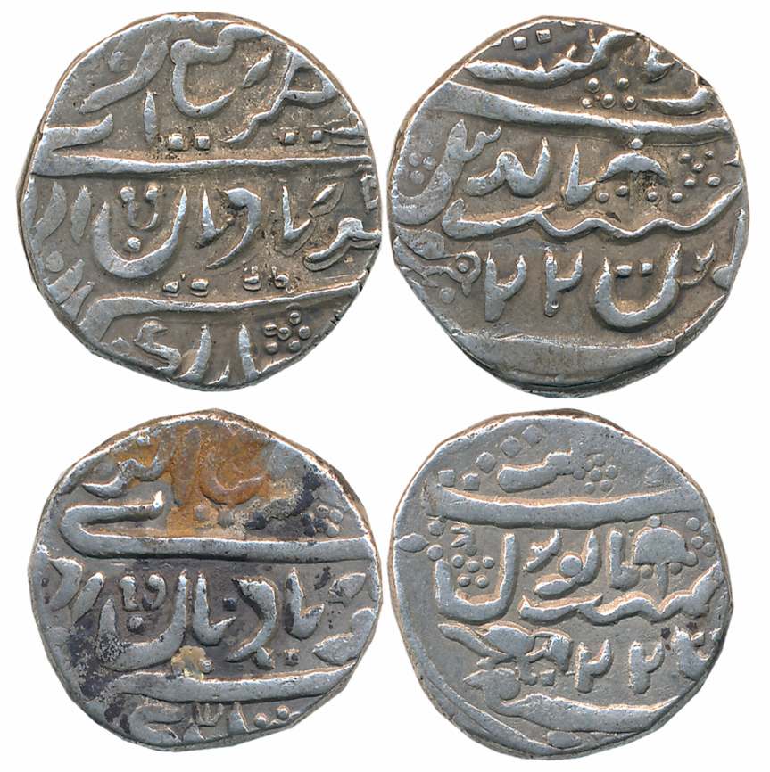 Ranjit Singh, Silver Rupees (2), 10.67g, 10.63g, with the name of Victoria Queen, RY 22, B