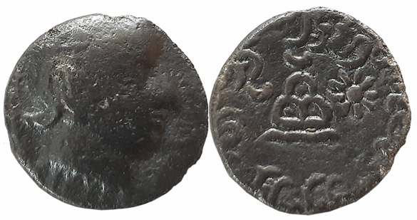 Rudradaman, son of Jayadaman as MahaKshatrapa, Silver Drachma, 1.85g, Obv: Bust of the kin