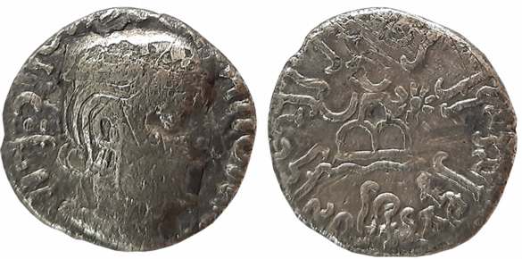 Rudrasimha I, son of Rudradaman as Mahaksatrapa, Silver Drachma, 1.95g, SE103, Obv: Bust o