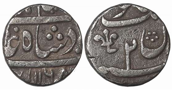 Azimabad- Patna, Silver 1/2 Rupee, 5.51g, in the name of Shah Alam II, AH 1168 / RY 2, Tri