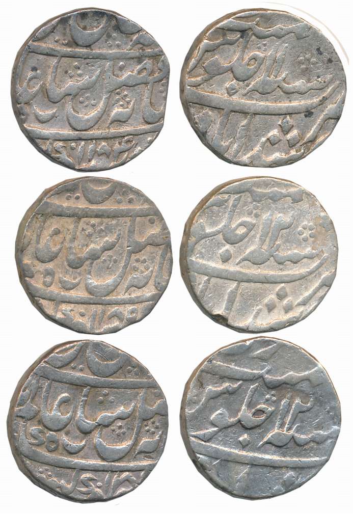 Murshidabad, Silver Rupees (3), in the name of Shah Alam II, AH 1184/ RY 11, AH 1185/ RY 1
