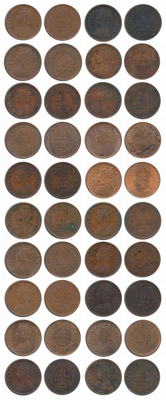 Victoria Empress, Set of Complete Year, 1877, 1878, 1882, 1883, 1884, 1885, 1886, 1887, 18