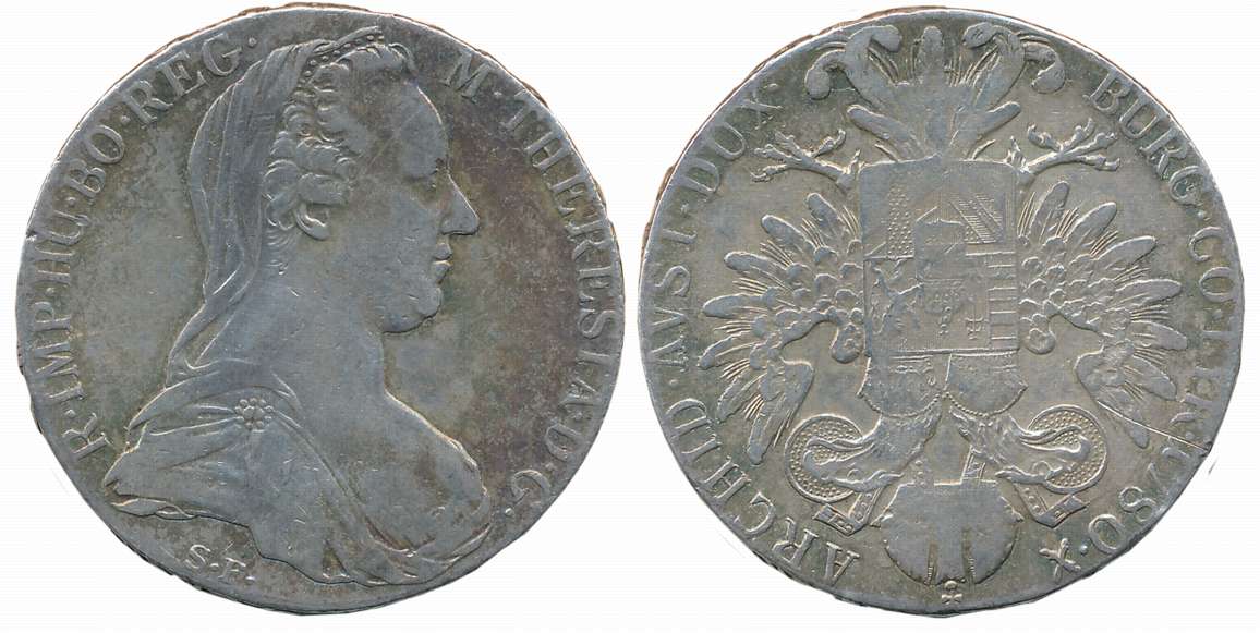 Austria, Maria Theresa, Silver Thaler, 27.80g, Obv: Portrait, Rev: Coat of Arms (KM# 1866)