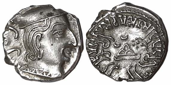 Damasena, son of Rudrasimha I as MahaKshatrapa, Silver Drachma, 2.26g, SE157 ?, Obv: Bust 