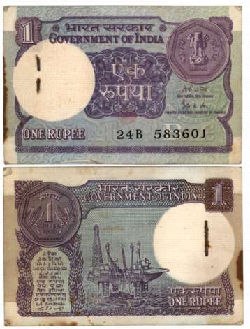 Rupee 1, Pack of 100 notes, 1989, “A-53”, Type 6.1.10, Signed Gopi Arora as Finance Secret
