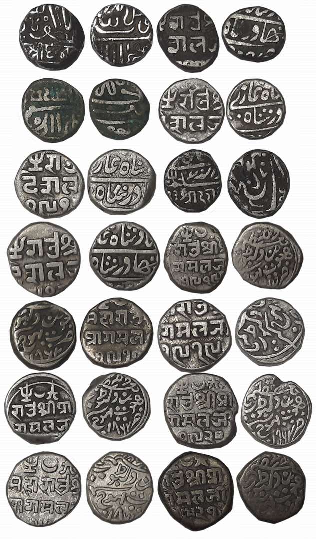 Kutch, Silver 1/2 Kori (14), Rao Sri Desalji I (1), with the name of Muzzafar Shah III, Ra