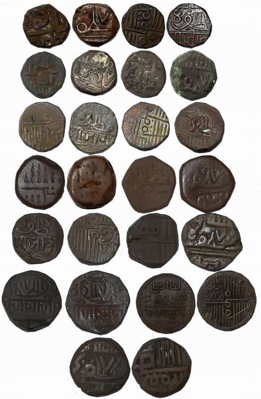 Nawanagar, Copper Assorted lot (13), Dhinglo, Dokdo, Trambiyo, Frozen date AH 978. Very fi