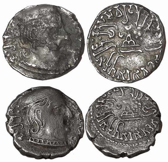 Viradaman, son of Damasena as Kshatrapa, Silver Drachmas (2), SE160, Obv: Bust of the king