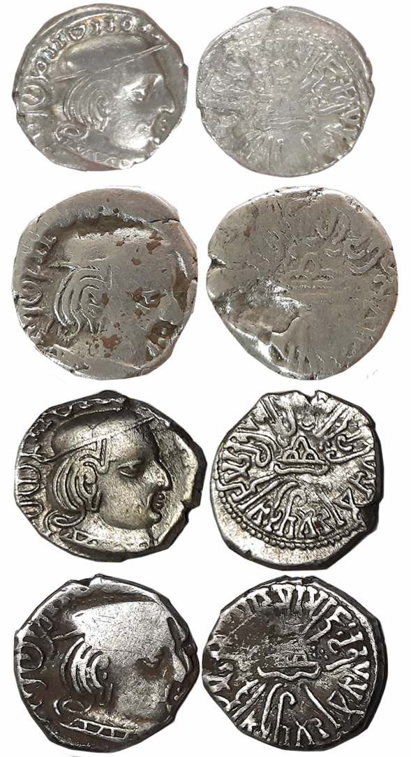 Rudrasena II, son of Viradaman as MahaKshatrapa, Silver Drachmas (4),SE185 (2), 186 (2), O