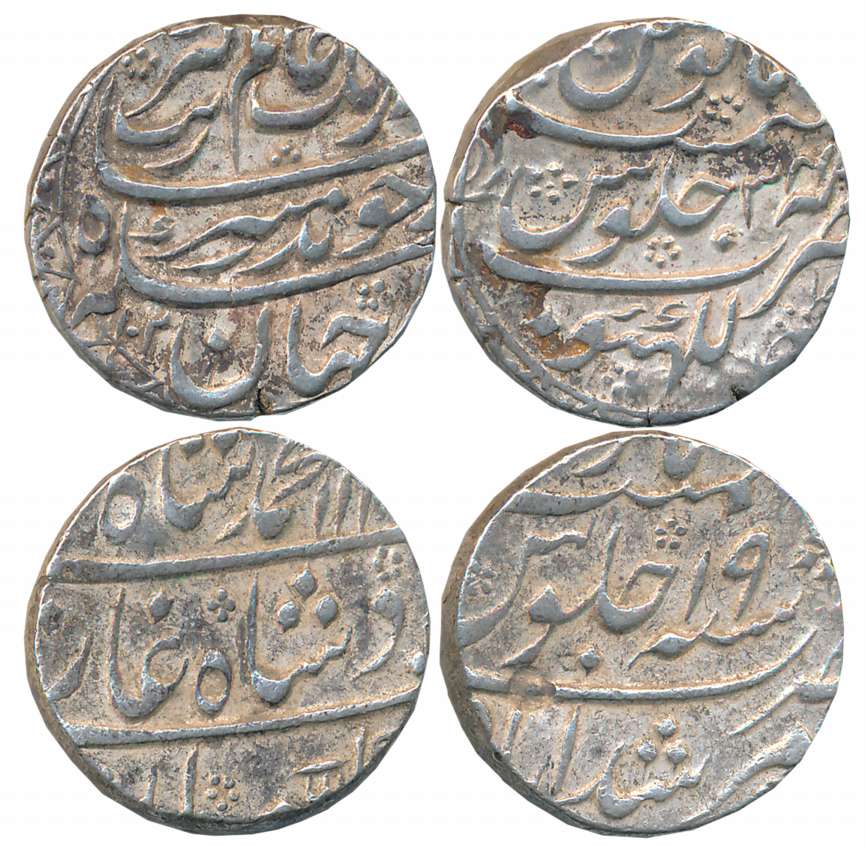 Silver Rupees (2), 11.37g, 11.63g, Aurangzeb, Lakhnau Mint, AH 1102/ RY 34, complete mint 