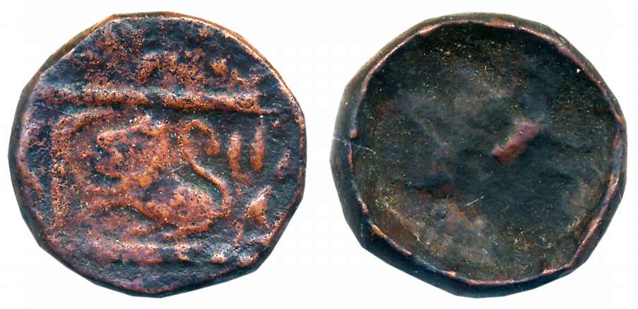 Copper Paisa, 7.12g, Error, Mehdipur Mint. Very fine.
