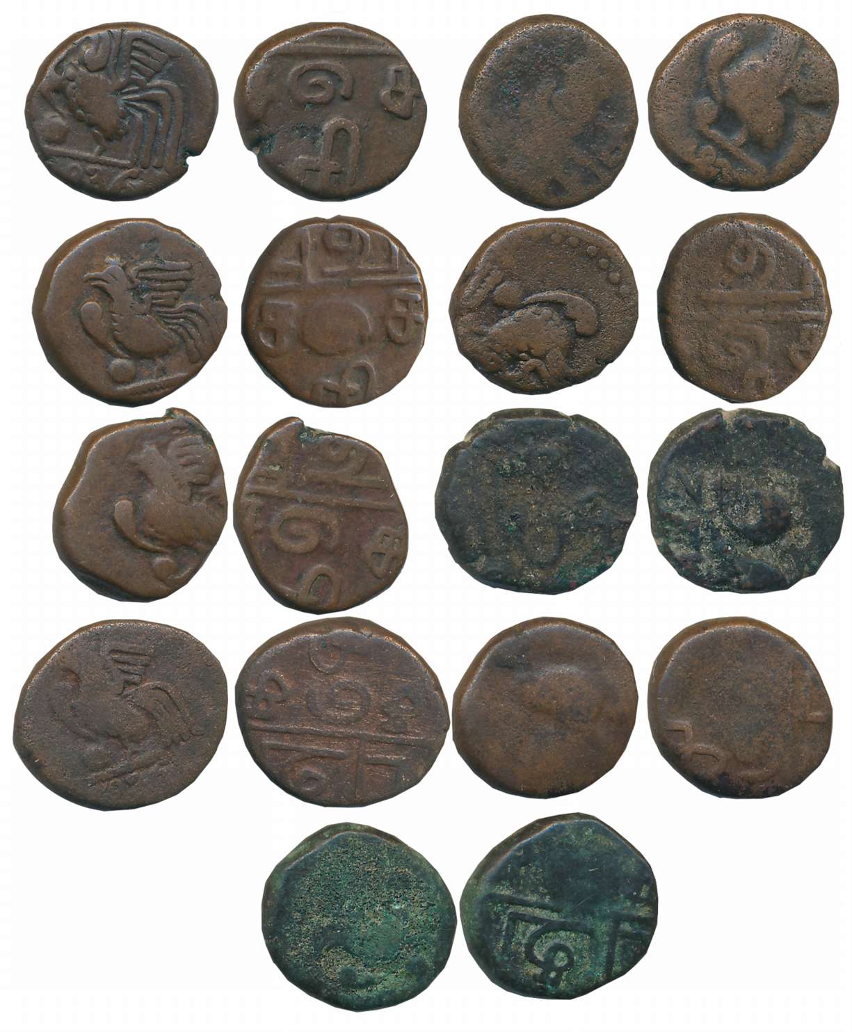 Pondicherry, Copper Doudou (9). Fine to very fine. 9 coins.