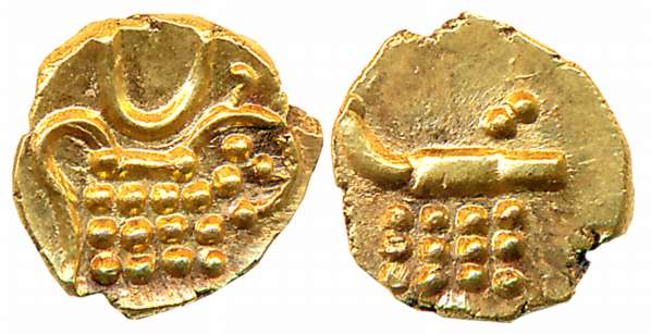 Gold Fanam, 0.39g (KM# 7). Extremely fine.