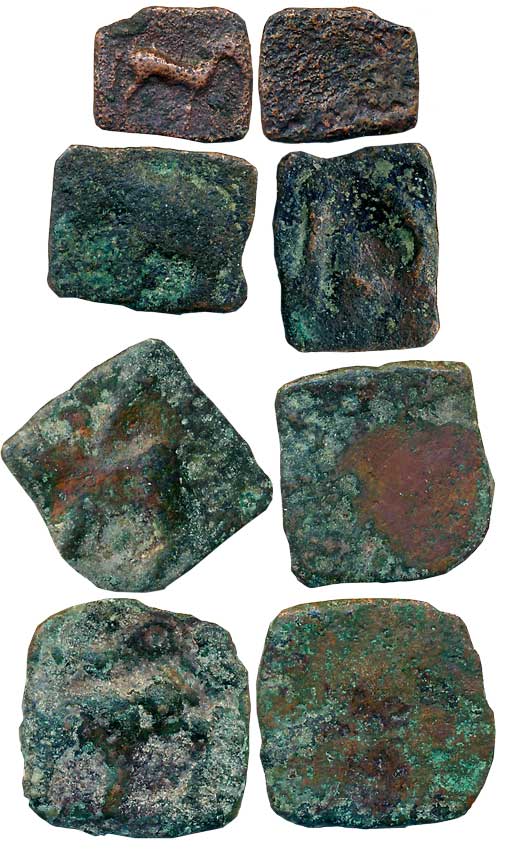 Copper (4), Sangam age Pandyas (1), Sangam age Cheras (1) & Malayman (2). Very fine to ver