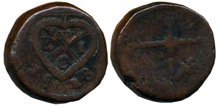 Copper Pice, 10.31g, 1813, Obv: Bale mark, date below, Rev: Scale, Persian legend Adal (P.
