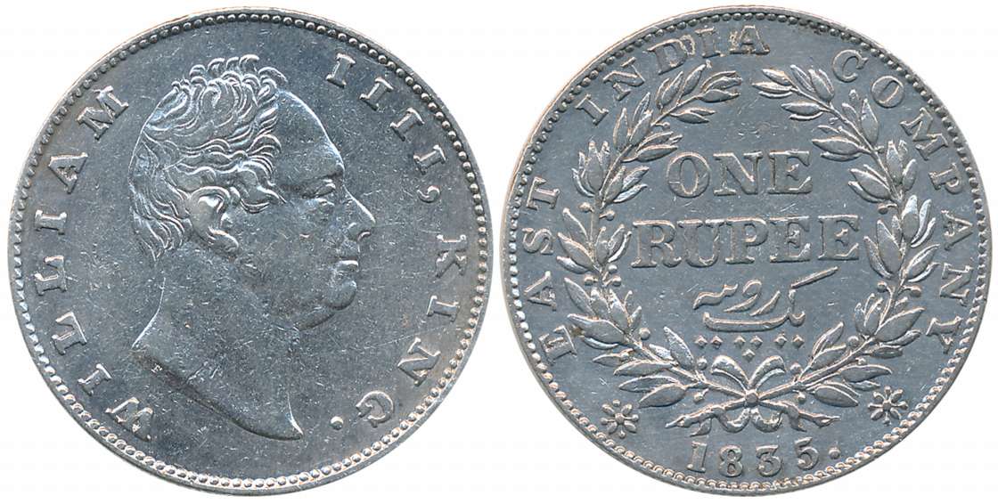 William IIII, Silver Rupee, 1835. Very fine.