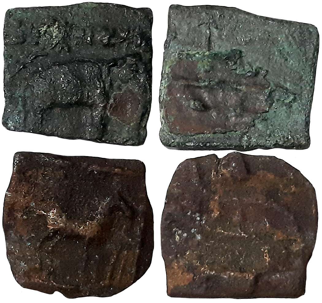Copper (2), 1.88g, 2.20g, Malayman, Obv: Horse facing right, ankusa and spear on right, Re