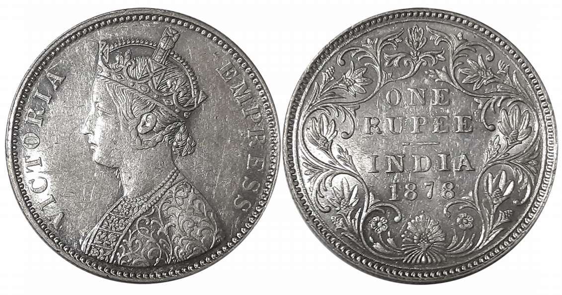 Victoria Empress, Silver Rupee, 1878, Bombay Mint. Very fine+.