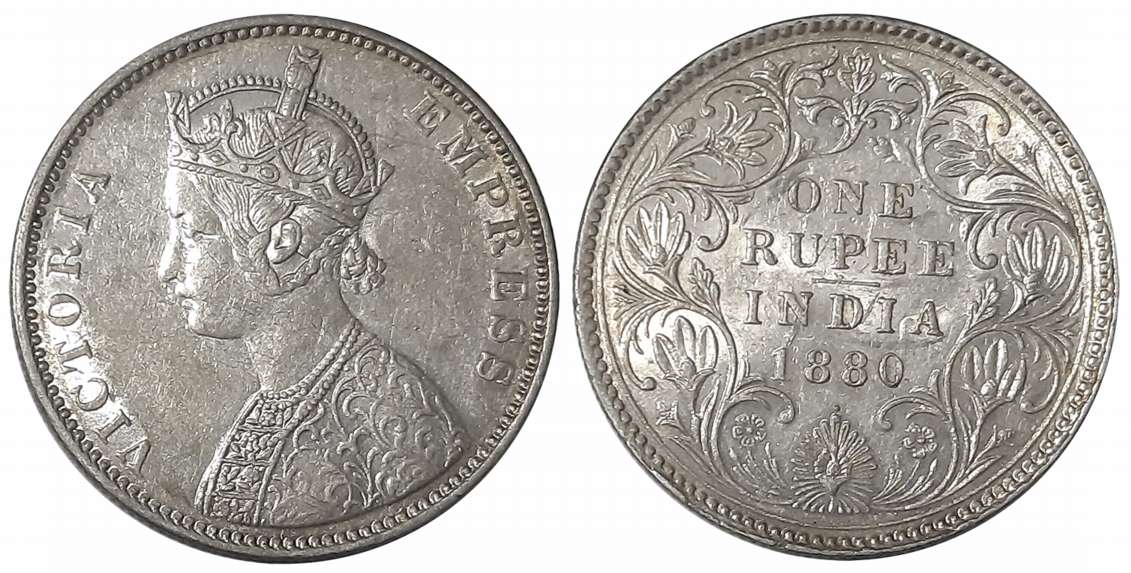 Victoria Empress, Silver Rupee, 1880, Bombay Mint. Very fine+.