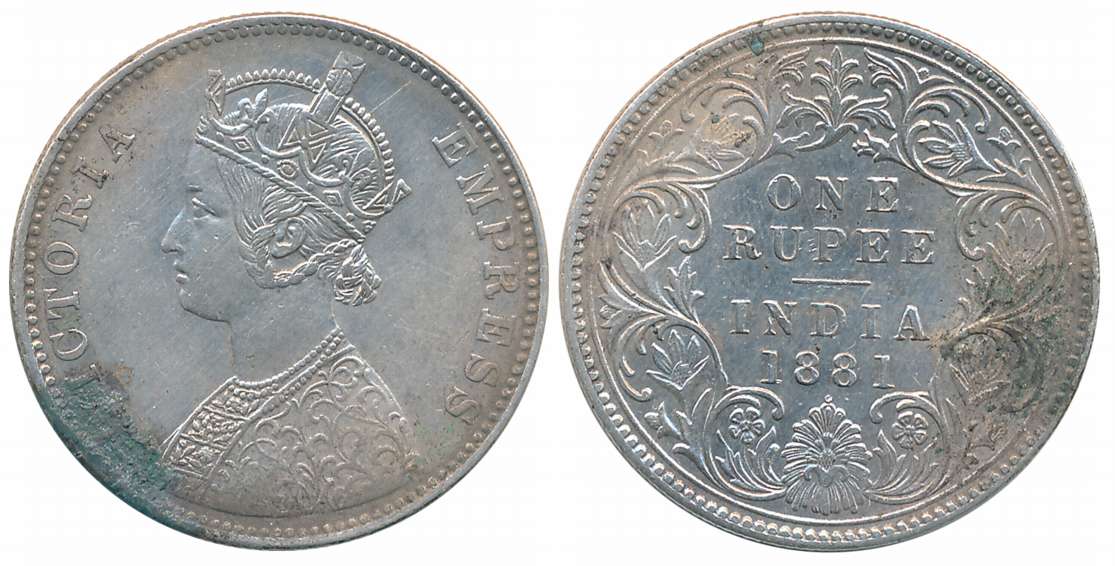Victoria Empress, Silver Rupee, 1881, Bombay Mint. Very fine+.