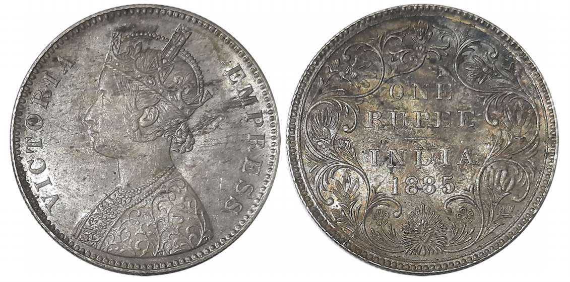 Victoria Empress, Silver Rupee, 1885, Calcutta Mint. Very fine+.