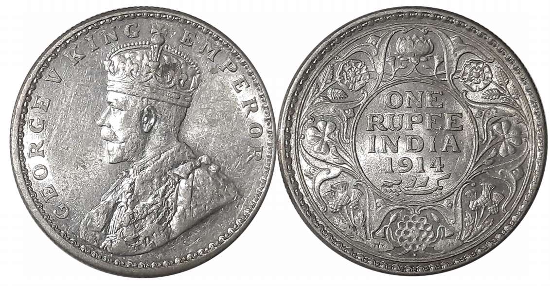 George V, Silver Rupee, 1914, Bombay Mint. Very fine+.
