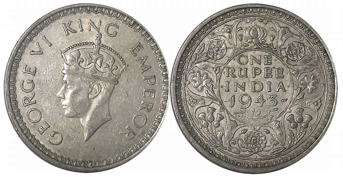 George VI, Silver Rupee, 1943. Extremely fine+.