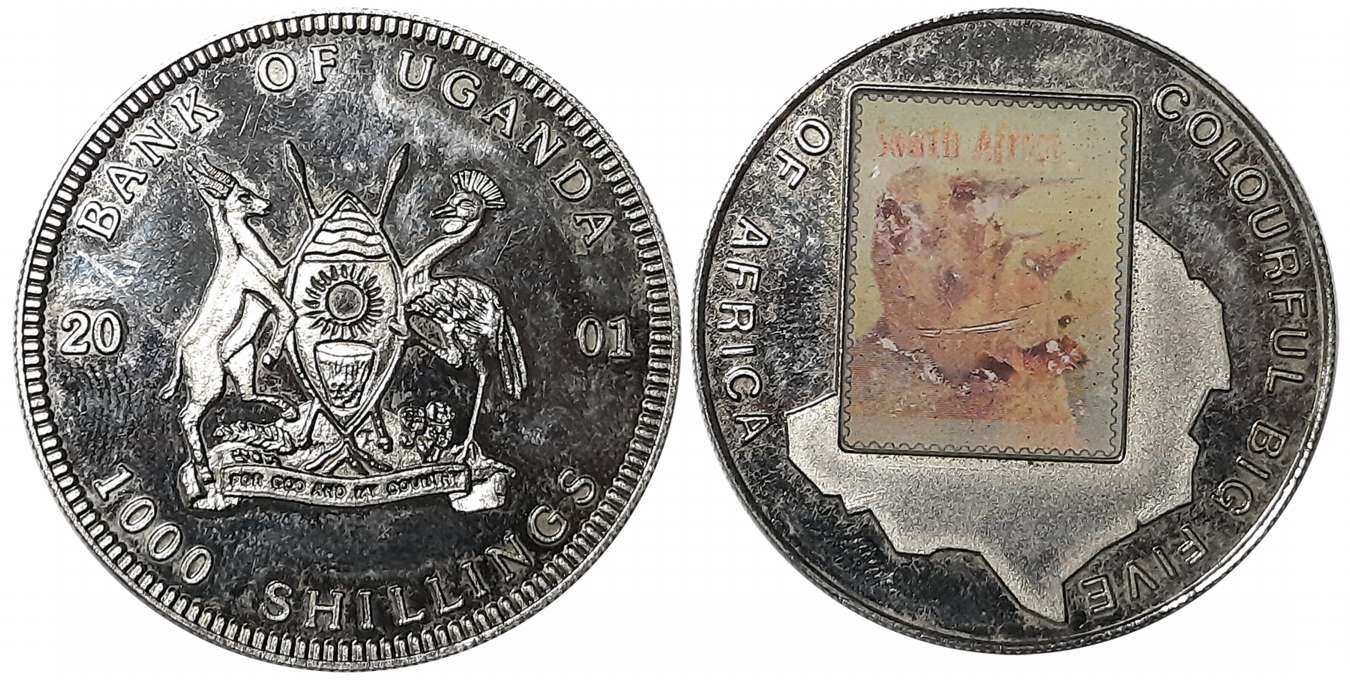 Uganda, Silver Clad Nickel, 1000 Shilling, 2001, Rhinoceros Series- Colourful Big Five of 