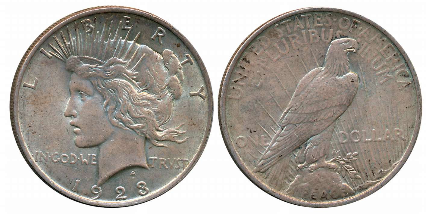 United State of America, Silver 1 Dollar, 26.82g, 1923, Obv: Capped head of Liberty left, 