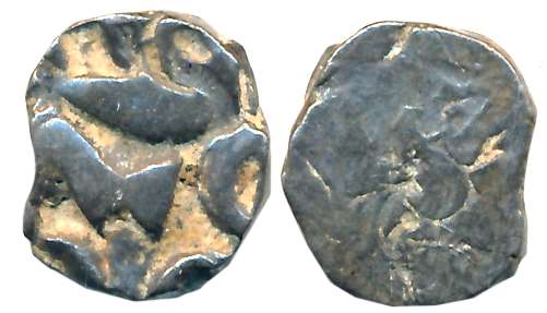 Punch Marked, Attributed to Sursena Janapad, Silver 1/2 Karshapana, 1.61g, Uniface, Lion w