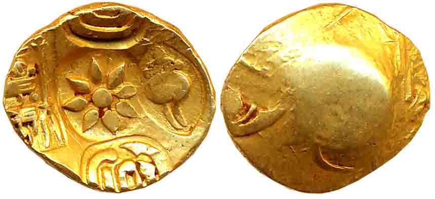 Yadavas of Devagiri, Ramchandra Deva, Gold Gadyan- Padma Tanka, 3.82g, Uniface, Punch Mark