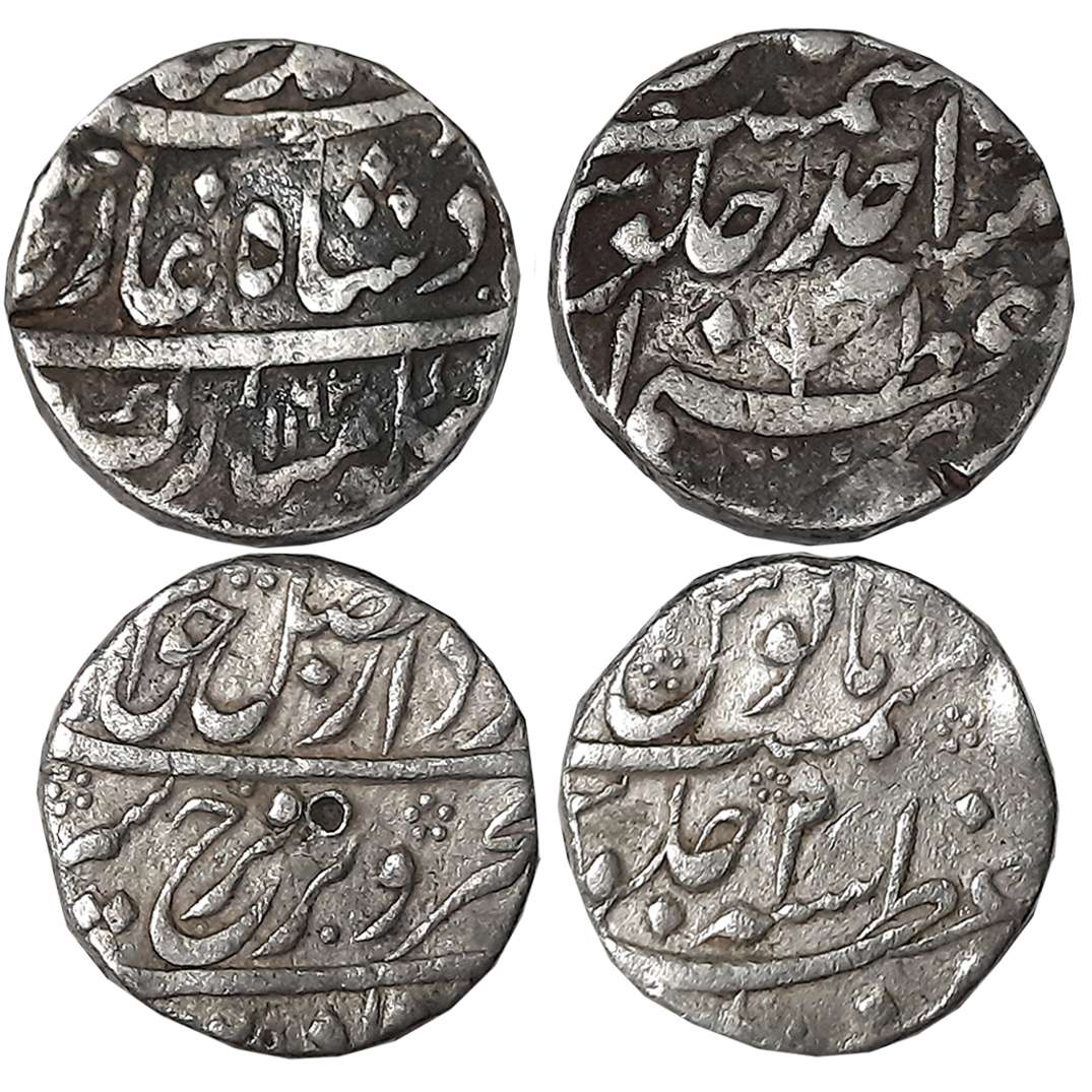 Silver Rupees (2), 11.41g, 11.49g, Azimabad Mint, Farrukhsiyar, RY 2 (KM# 377.13) & Ahmad 