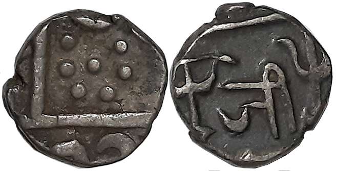 Jayaji Rao, Silver 1/4 Rupee, 2.71g, Lashkar Mint, in the name of Shah Alam II, inverted B