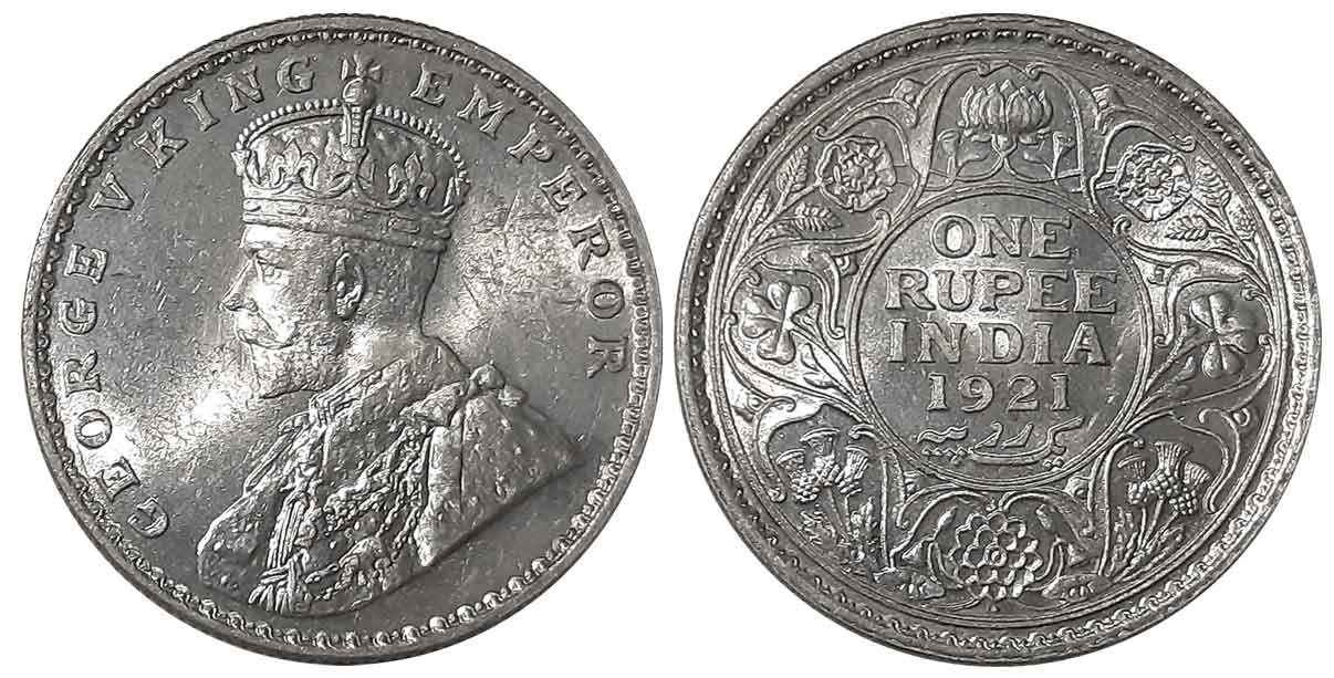 George V, Silver Rupee, 1921, Bombay Mint. Extremely fine+.