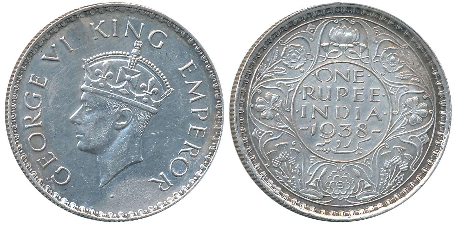 George VI, Silver Rupee, 1938, Bombay Mint. Very fine+, scarce.