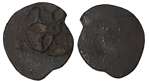 Kadambas of Banavasi, Anonymous, Lotus Type, Potin, Unit, 0.87g, Obv: Six petalled lotus, 