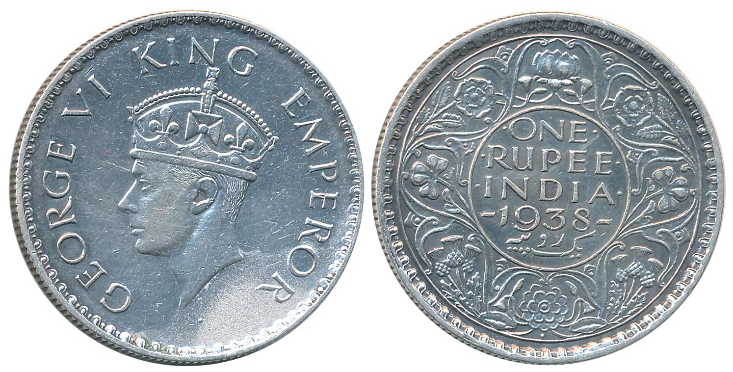 George VI, Silver Rupee, 1938, Bombay Mint. Very fine+.